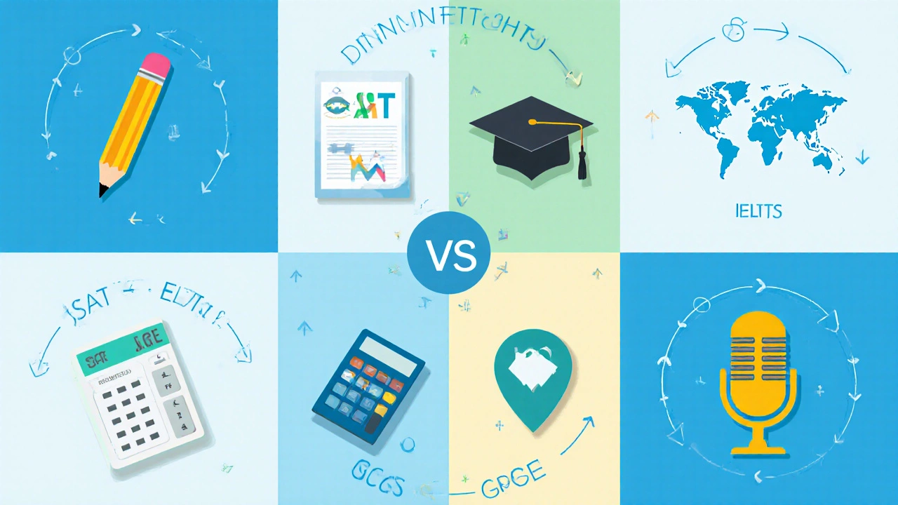 Flat icon collage representing various low‑difficulty exams.